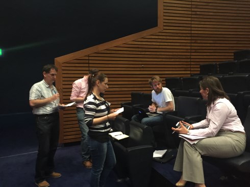 Maryanne Johnson in pitch rehearsals with some of our Converge Challenge ‘Class of 2016’